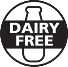 Dairy free badge icon explaining allergen labelling
